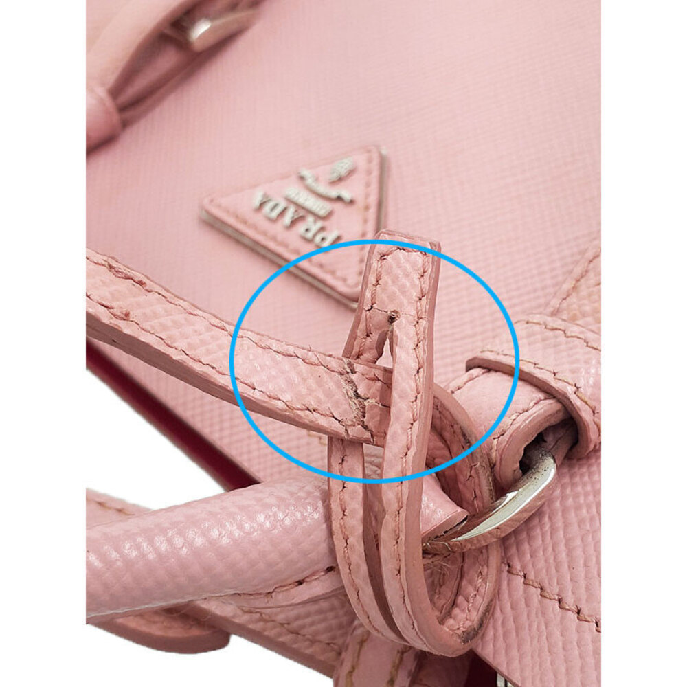 Prada Saffiano Cuir Double Handle Tote Shoulder Bag pink - Picture 6 of 9